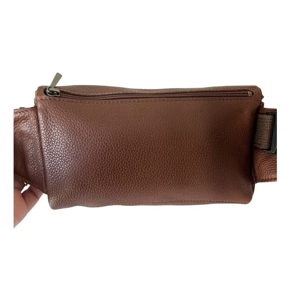 Longchamp Vintage Le Foulonne Pebbled Leather Belt Bag Fanny Pack Y2K Brown